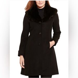 Ralph Lauren Black Pea Coat Classic Double-Breasted Design